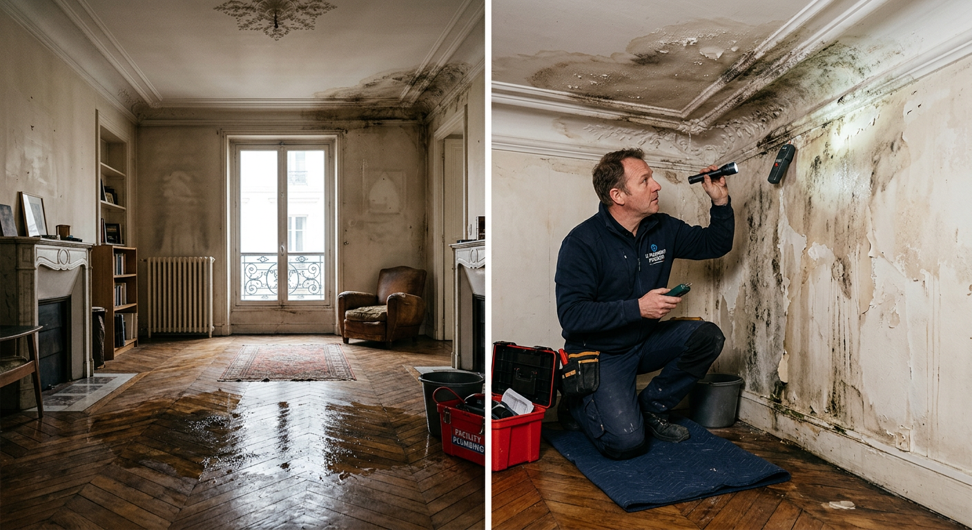 Intervention urgente dégât des eaux dans un appartement à Clamart